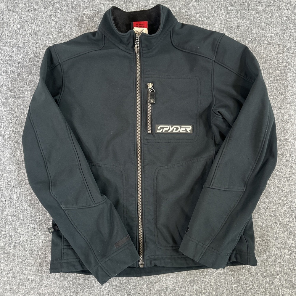 Spyder Kids Softshell Jacket Black Full Zip Fleece Lined Youth Size 12